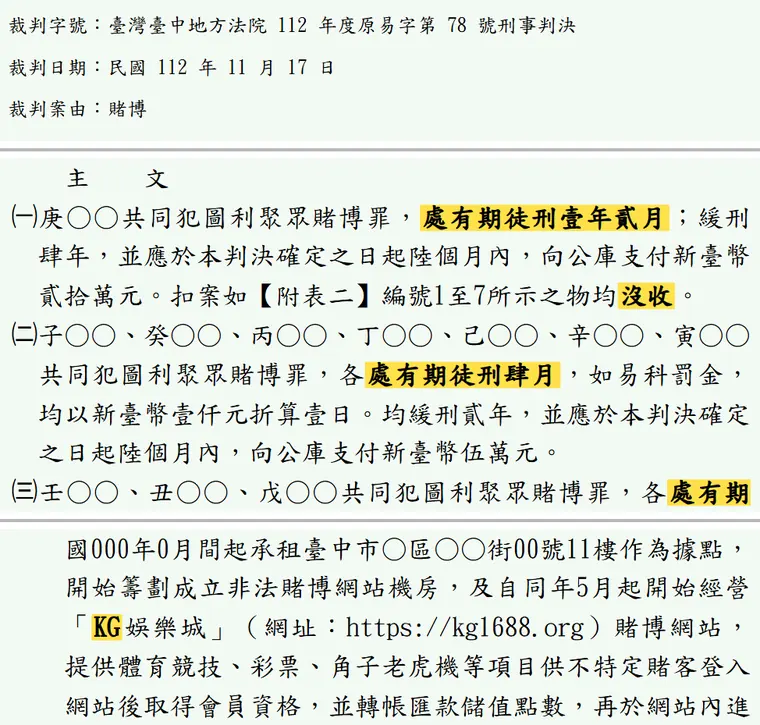 臺灣臺中地方法院112年度原易字第78號刑事判決 原文截圖（被告姓名已遮）